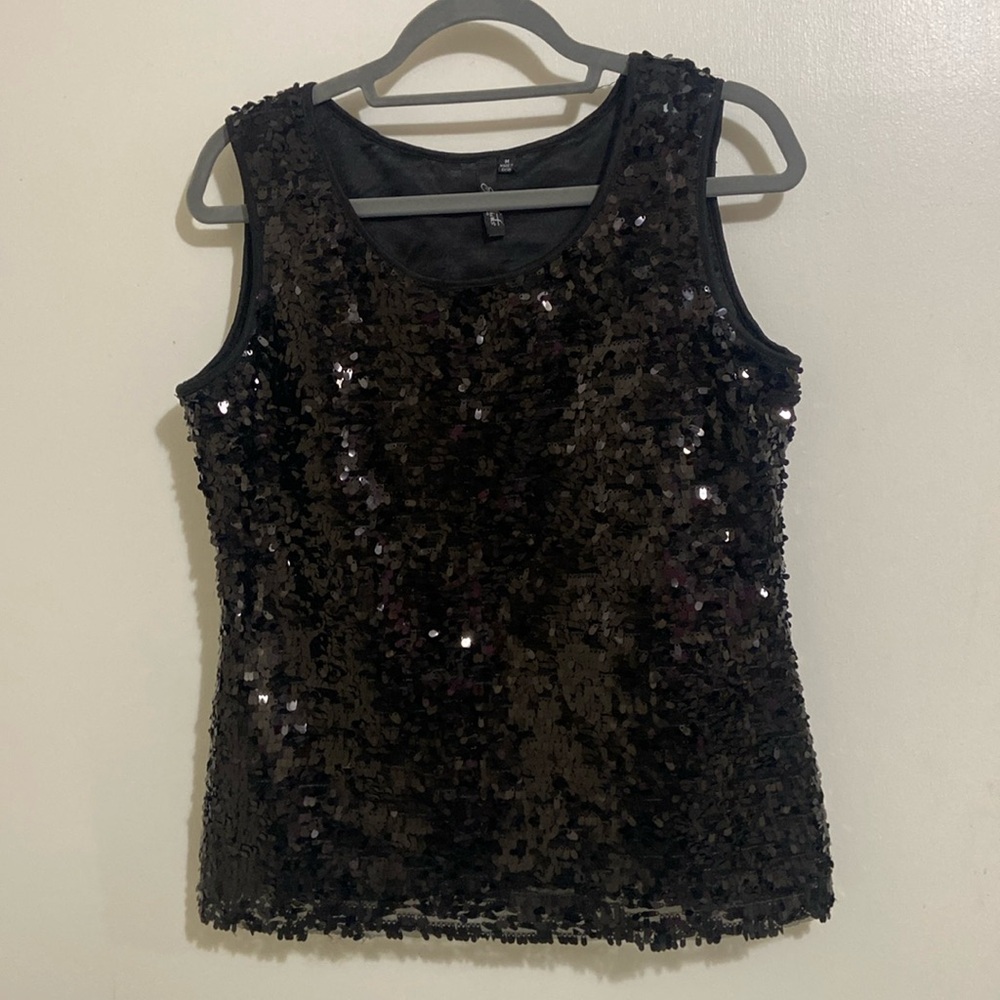 Black sequined tank top size medium